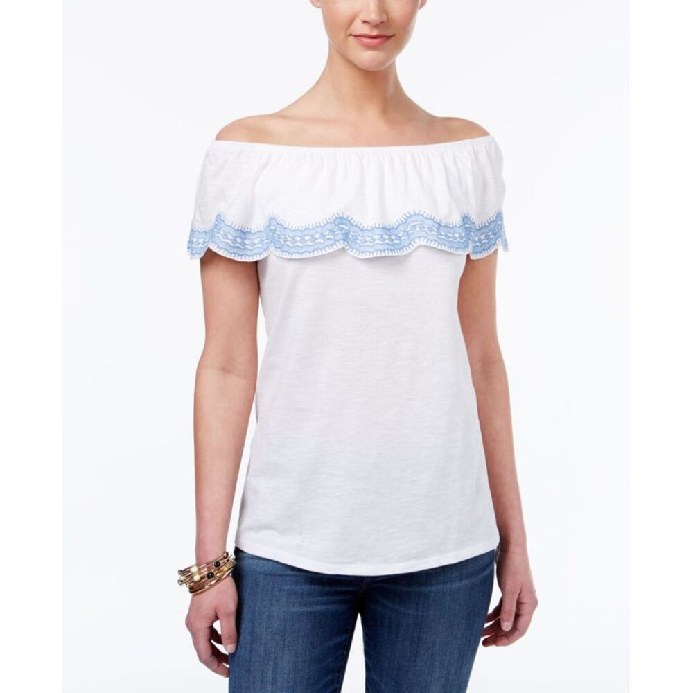 Style & Co Ruffled Off The Shoulder Top